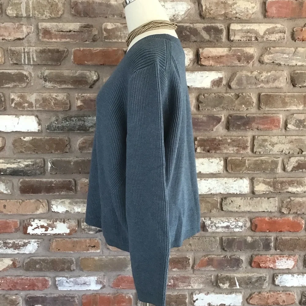J.CREW Women's Ribbed Stretch Pullover Heather Blue Heavyweight Sweater BJ580 M
